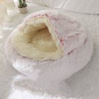 Crystal Velvet Cat Bed – Ultra‑Warm Half‑Wrap Design, Plush Round Comfort, Perfect for Indoor Cats
