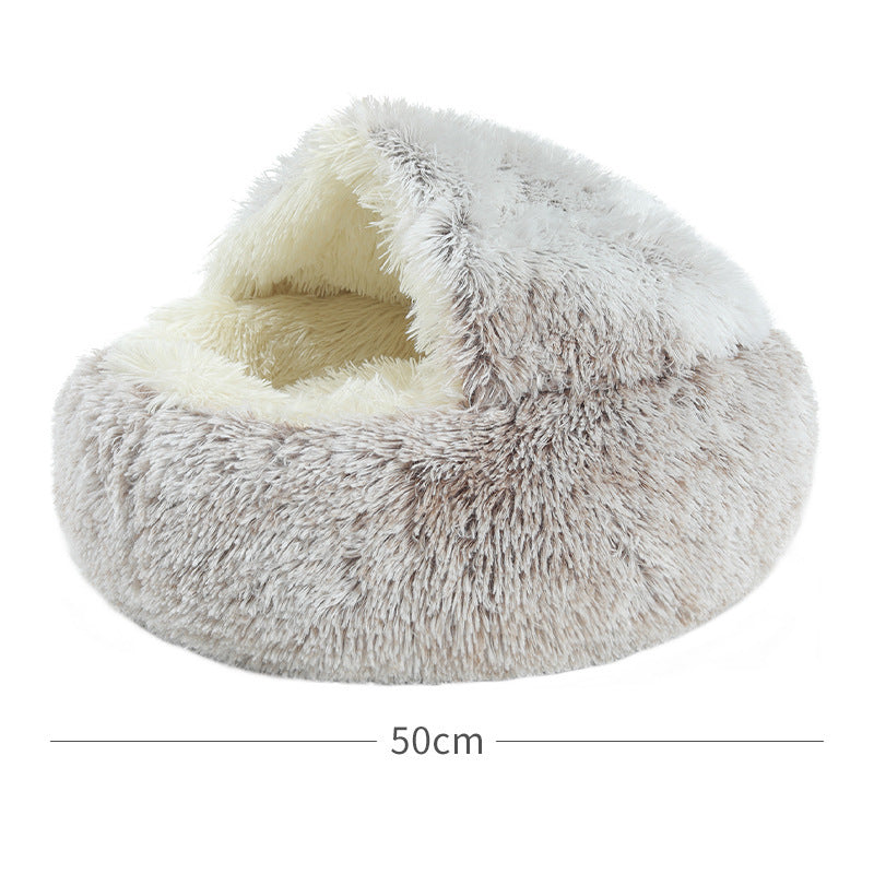 Crystal Velvet Cat Bed – Ultra‑Warm Half‑Wrap Design, Plush Round Comfort, Perfect for Indoor Cats