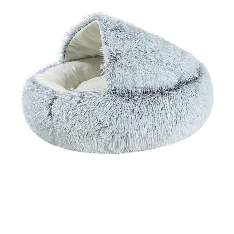 Crystal Velvet Cat Bed – Ultra‑Warm Half‑Wrap Design, Plush Round Comfort, Perfect for Indoor Cats