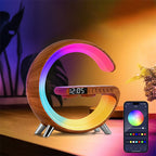 AuraG Smart G‑Lamp – 15W Fast Charge, Bluetooth Sound, App‑Synced Mood Lighting for Modern Homes