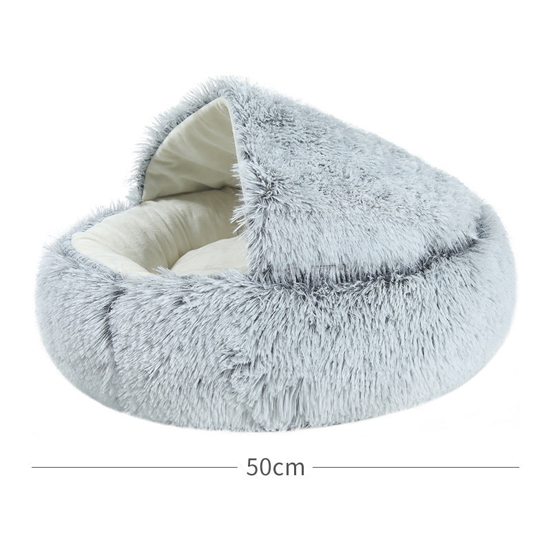 Crystal Velvet Cat Bed – Ultra‑Warm Half‑Wrap Design, Plush Round Comfort, Perfect for Indoor Cats