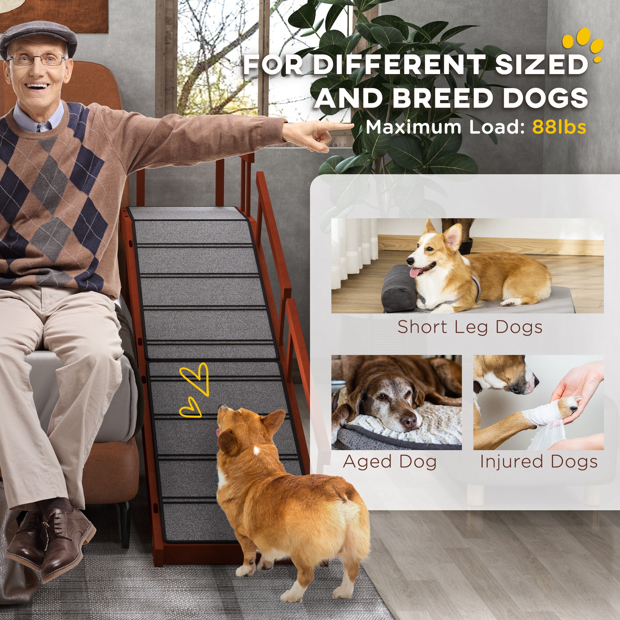 73" Wooden Dog Ramp with Safety Rails