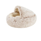 Crystal Velvet Cat Bed – Ultra‑Warm Half‑Wrap Design, Plush Round Comfort, Perfect for Indoor Cats