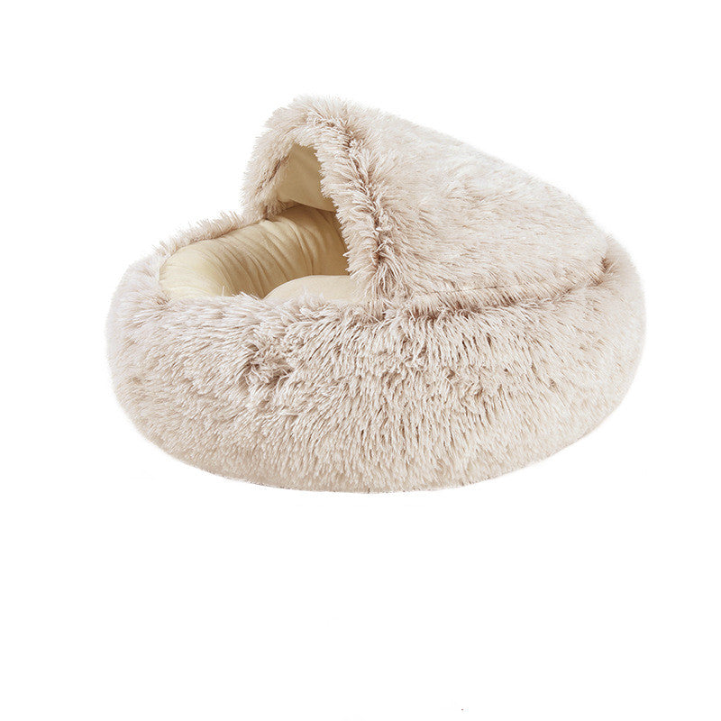 Crystal Velvet Cat Bed – Ultra‑Warm Half‑Wrap Design, Plush Round Comfort, Perfect for Indoor Cats