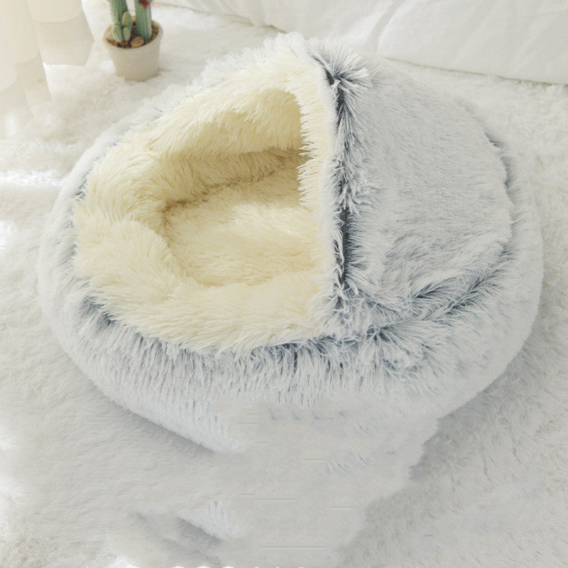 Crystal Velvet Cat Bed – Ultra‑Warm Half‑Wrap Design, Plush Round Comfort, Perfect for Indoor Cats