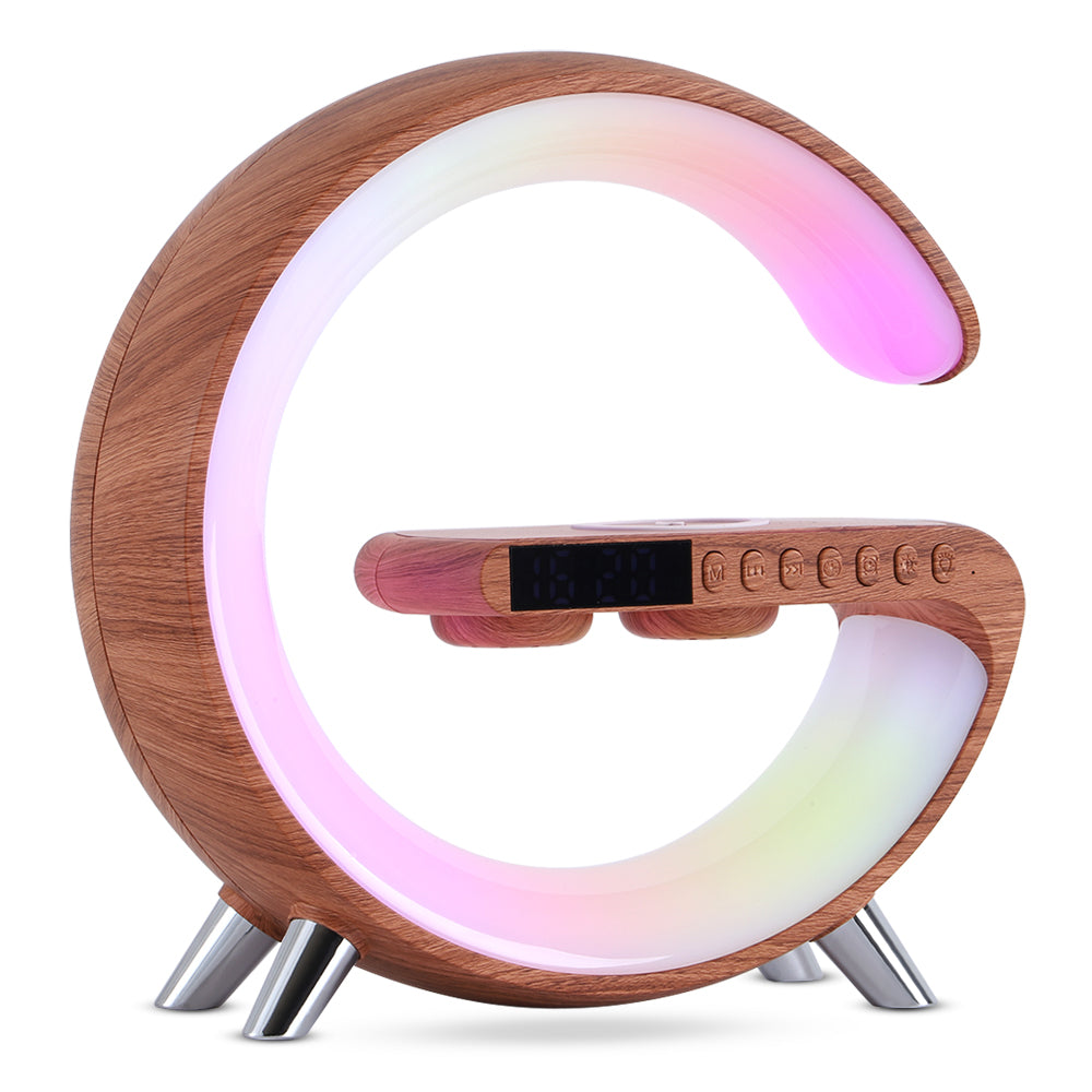 AuraG Smart G‑Lamp – 15W Fast Charge, Bluetooth Sound, App‑Synced Mood Lighting for Modern Homes