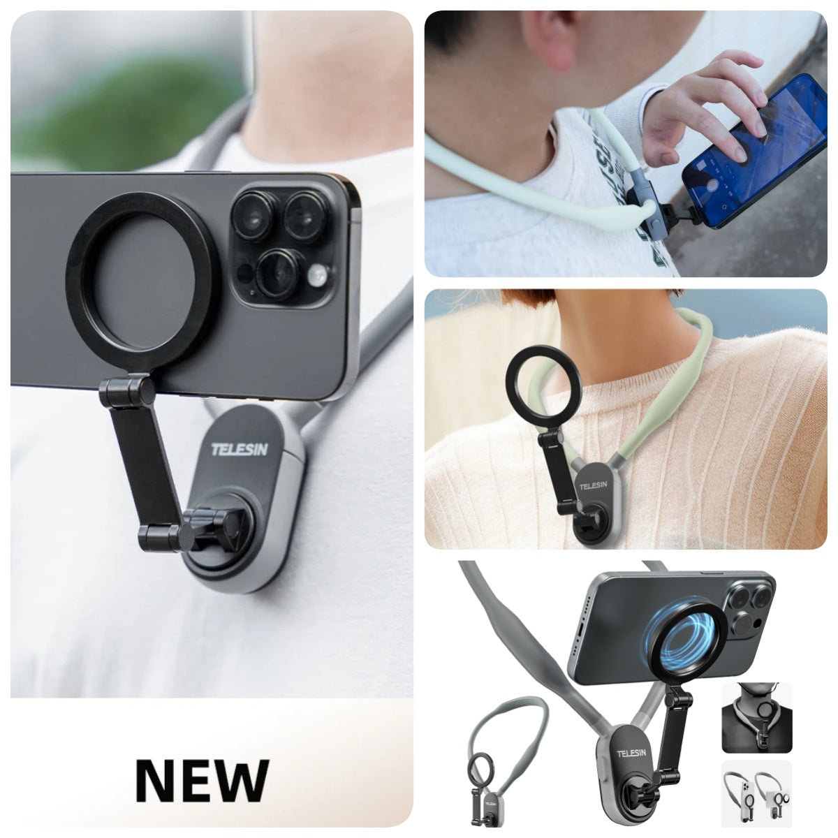 Magnetic Phone Neck Holder – Quick‑Release MagSafe, Adjustable Silicone Frame, Ideal for Travel, Streaming & On‑the‑Go Use