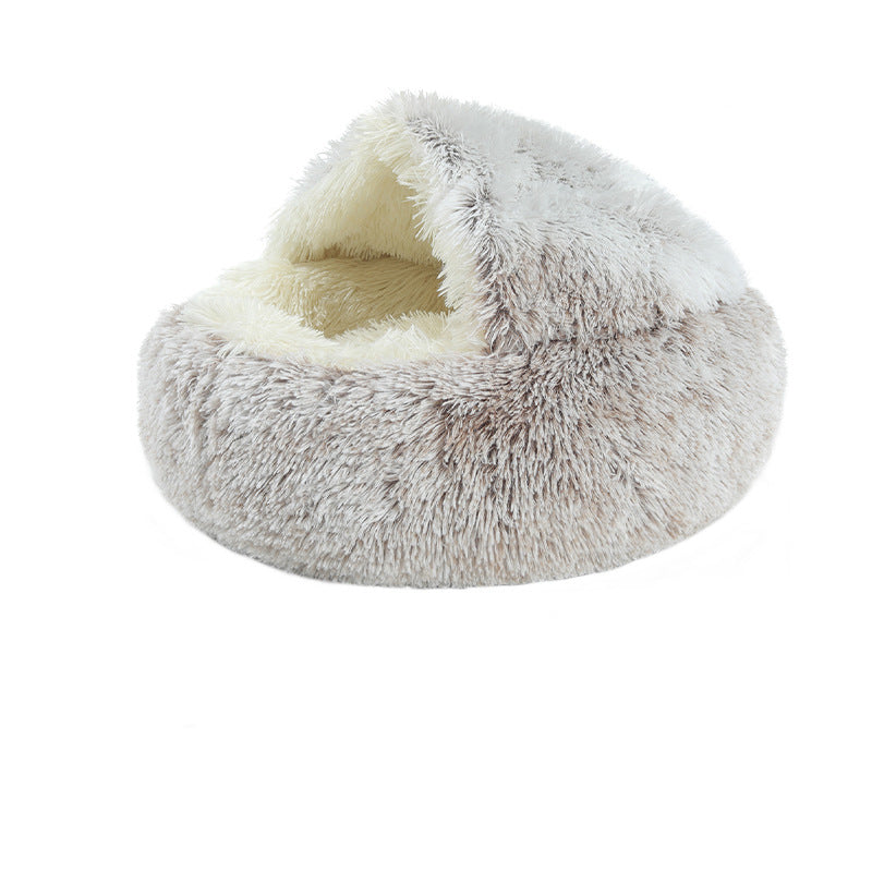 Crystal Velvet Cat Bed – Ultra‑Warm Half‑Wrap Design, Plush Round Comfort, Perfect for Indoor Cats
