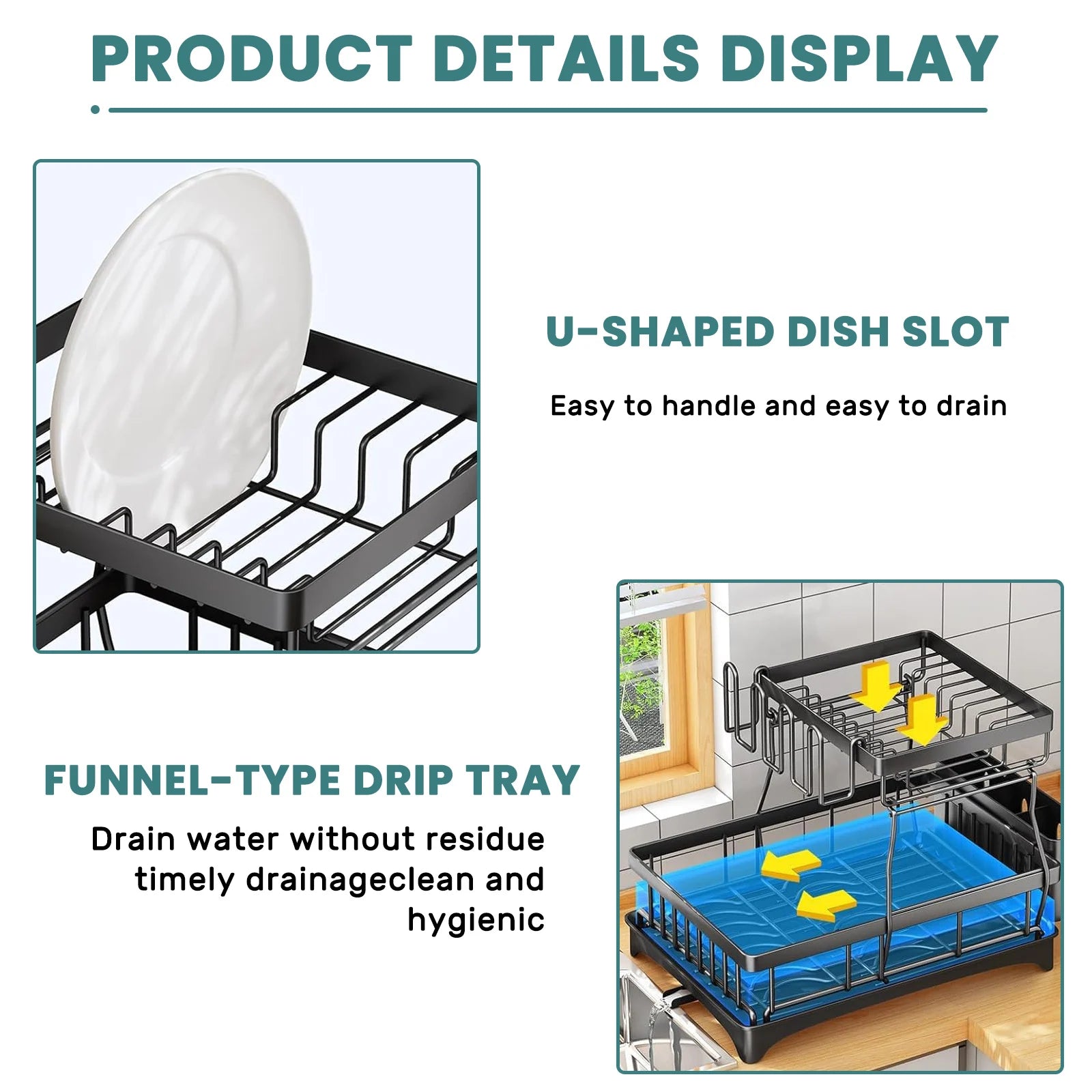 Space‑Saving 2‑Tier Dish Rack – Large‑Capacity Drying, Removable Drainer, Great for Small Kitchens