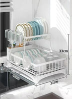 Space‑Saving 2‑Tier Dish Rack – Large‑Capacity Drying, Removable Drainer, Great for Small Kitchens