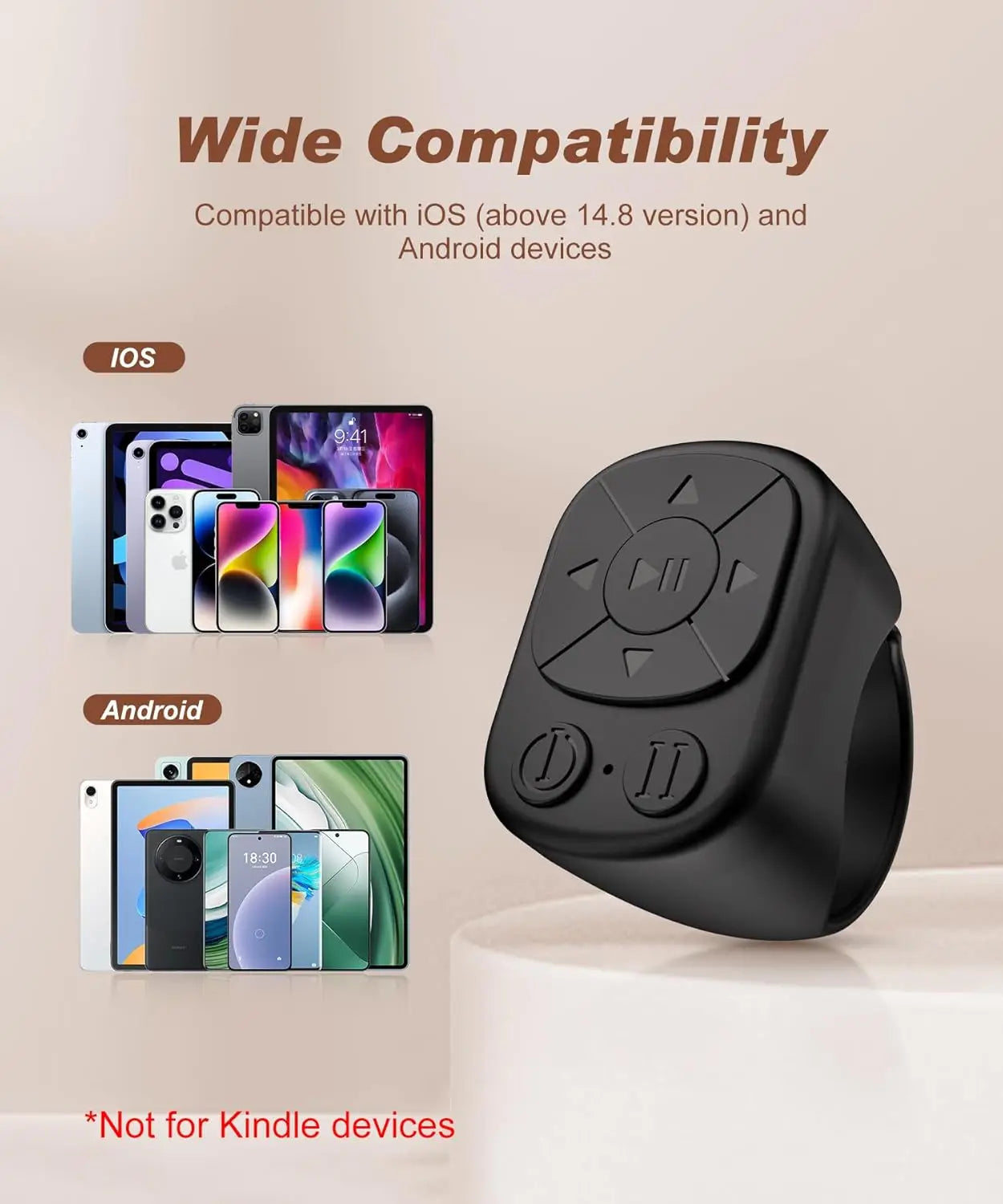TikTok Scrolling Ring – Hands‑Free Control, Bluetooth Roller, IOS/Android Compatible, Perfect for Creators