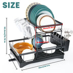 Space‑Saving 2‑Tier Dish Rack – Large‑Capacity Drying, Removable Drainer, Great for Small Kitchens
