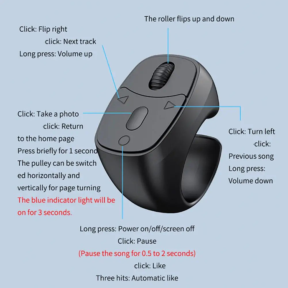 Smart Scroll Wheel – 360° Hands‑Free Bluetooth Control, Smooth Page Turning, Ideal for E‑Books & Videos