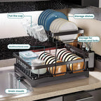 Space‑Saving 2‑Tier Dish Rack – Large‑Capacity Drying, Removable Drainer, Great for Small Kitchens