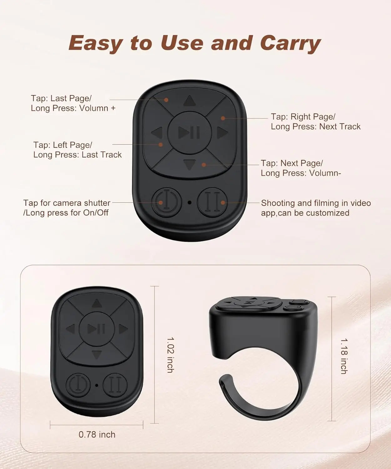 TikTok Scrolling Ring – Hands‑Free Control, Bluetooth Roller, IOS/Android Compatible, Perfect for Creators