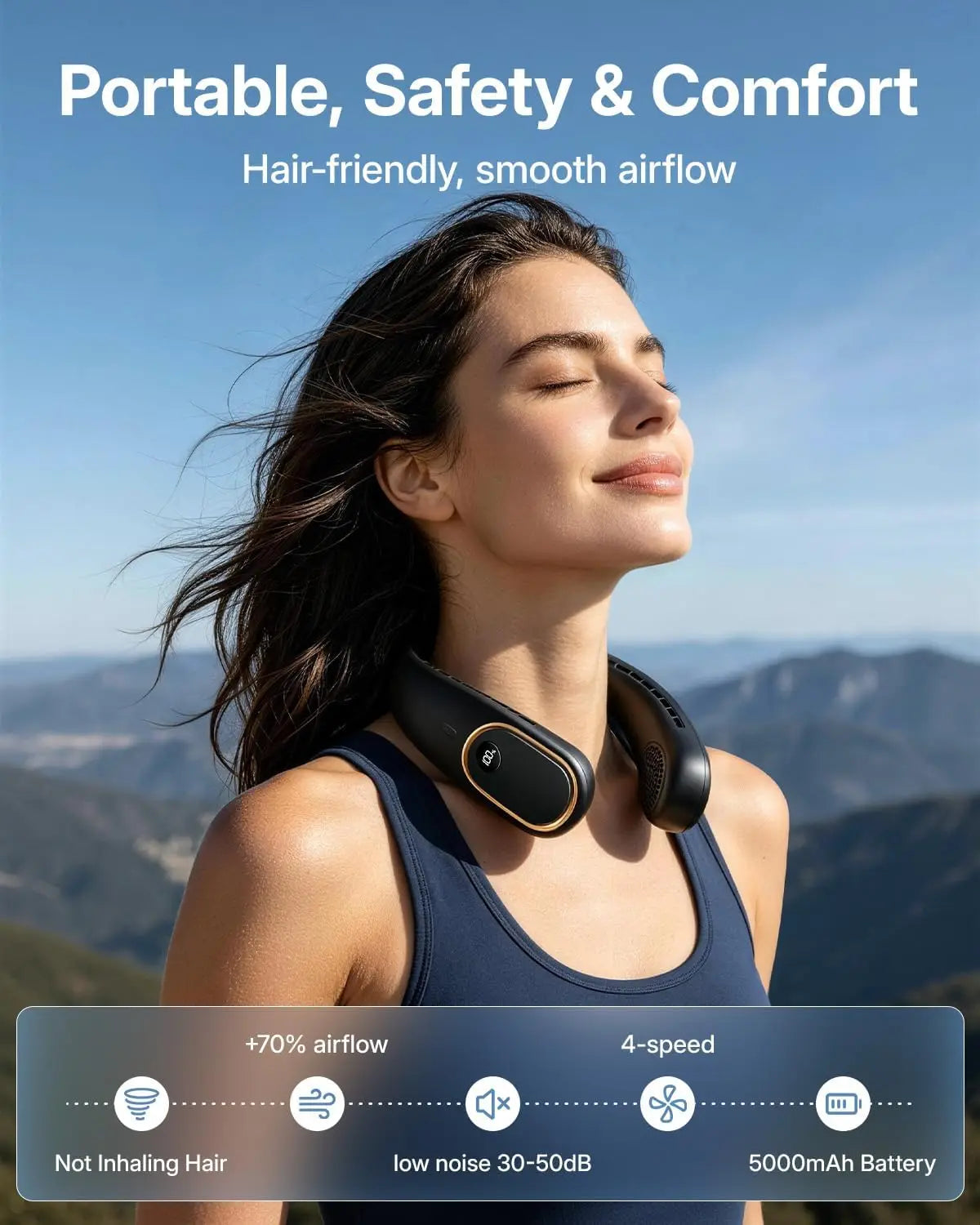 Wearable Neck Fan – Powerful 5000mAh Cooling, Hands‑Free Comfort, Perfect for Outdoor Heat
