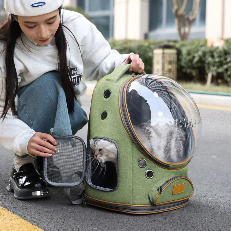 ClearView Pet Carrier – Foldable Airy Comfort, Portable Shoulder Bag for Cats on the Go