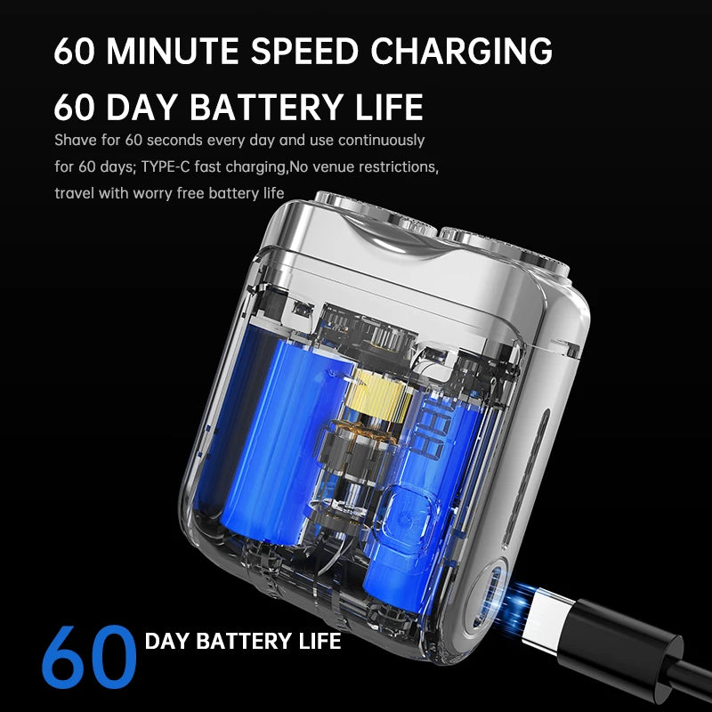 Portable Electric Shaver – Powerful Dual‑Blade Precision, USB Rechargeable, Great for Travel & Daily Touch‑Ups