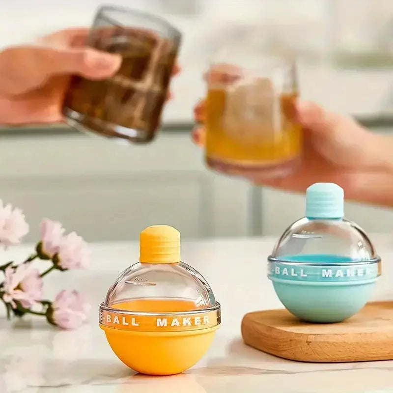 4‑Piece Whiskey Ice Ball Tray – Easy‑Release Silicone