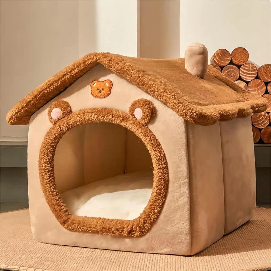 CozyFold™ Pet Cave – Soft Fiber Comfort, Removable Washable Design, Perfect for your Cats & Dogs
