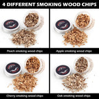 Whiskey Smoker Kit – Rich Smoky Flavor, Wooden Top + 4 Wood Chips, For Cocktails & Home Bars