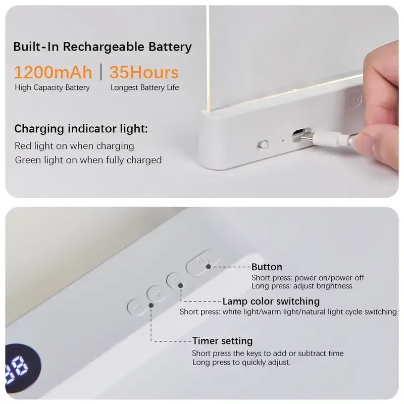 Portable LED Reading Light – Soft 3‑Mode Glow, Rechargeable Flat Design, Perfect for Bedtime Reading