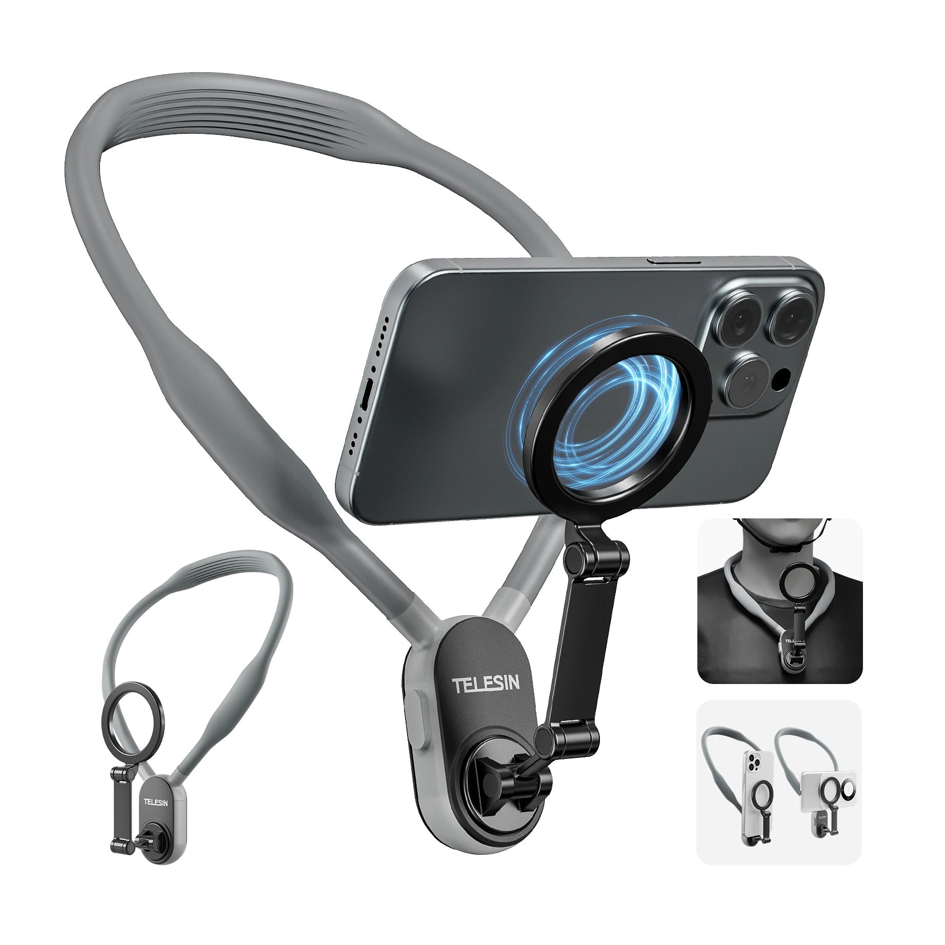 Magnetic Phone Neck Holder – Quick‑Release MagSafe, Adjustable Silicone Frame, Ideal for Travel, Streaming & On‑the‑Go Use