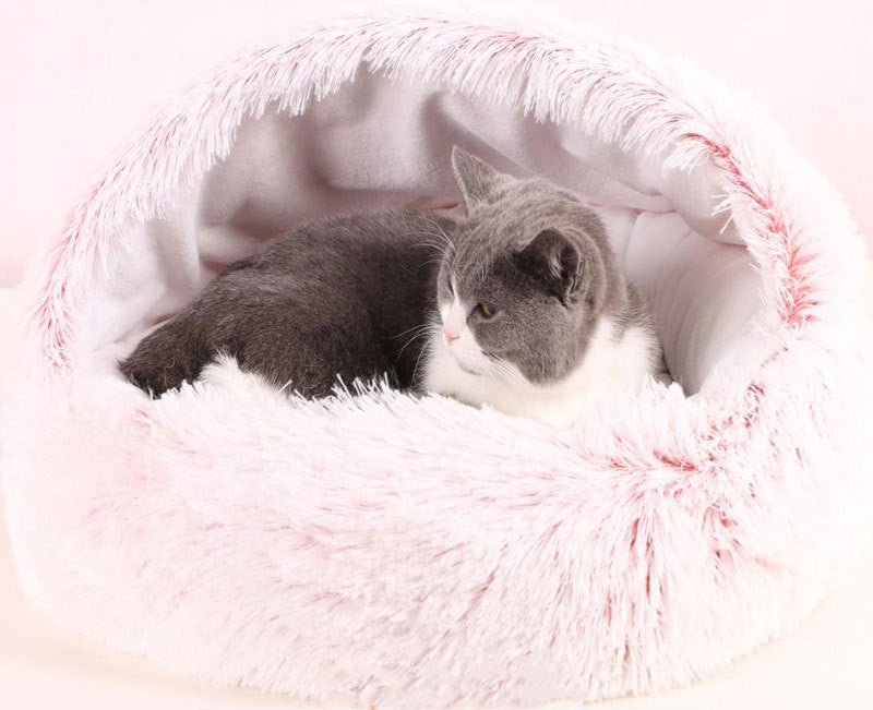 Crystal Velvet Cat Bed – Ultra‑Warm Half‑Wrap Design, Plush Round Comfort, Perfect for Indoor Cats