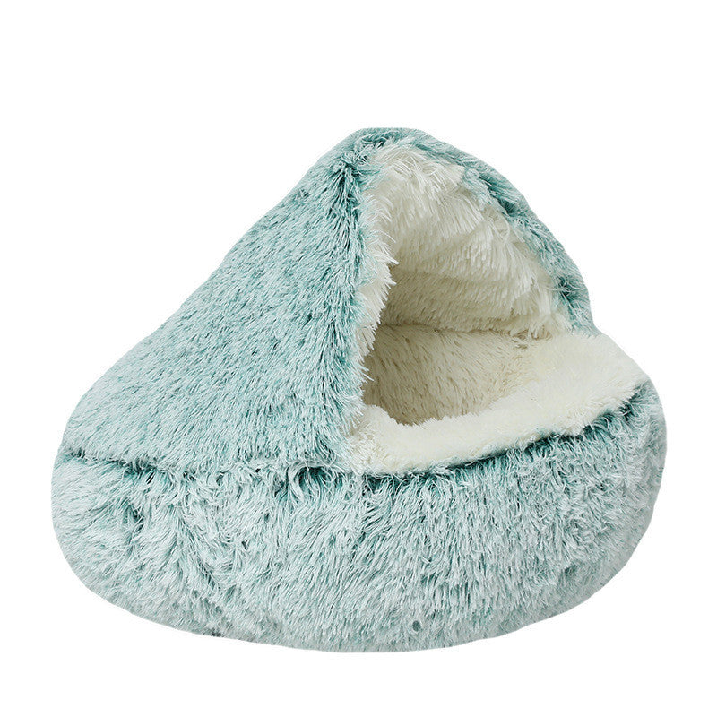 Crystal Velvet Cat Bed – Ultra‑Warm Half‑Wrap Design, Plush Round Comfort, Perfect for Indoor Cats