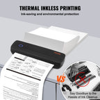 Portable Inkless Printer – High‑Resolution 203 DPI, Long‑Lasting 2600mAh Battery, Wireless Printing Anywhere