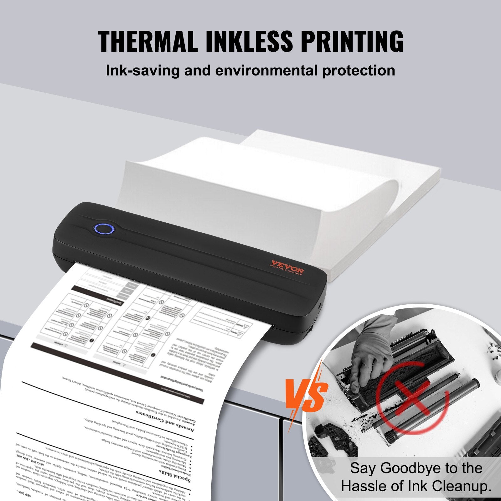 Portable Inkless Printer – High‑Resolution 203 DPI, Long‑Lasting 2600mAh Battery, Wireless Printing Anywhere